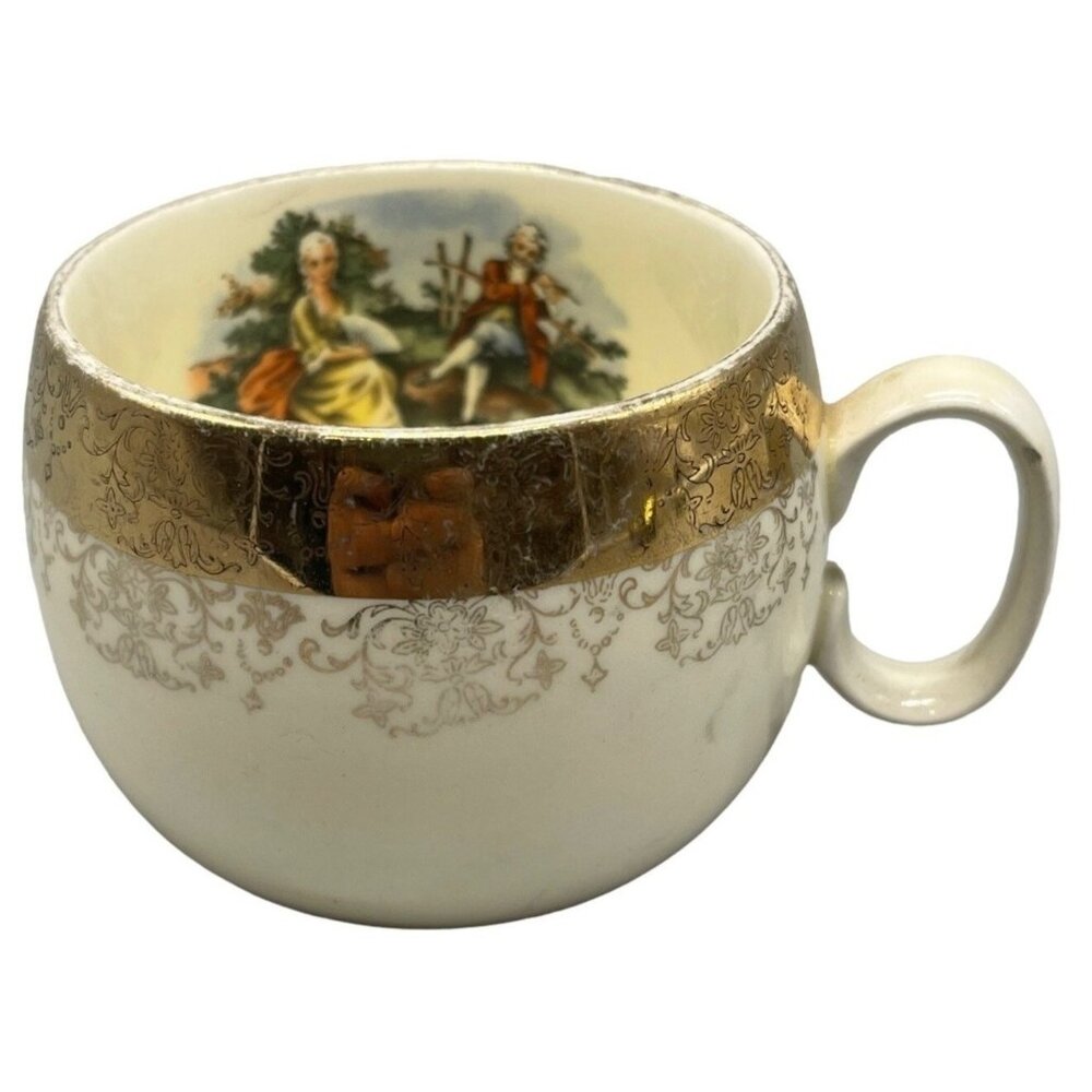 crest-o-gold sabin warranted 22k gold tea cup Victorian gold ivory 3x2.5" READ